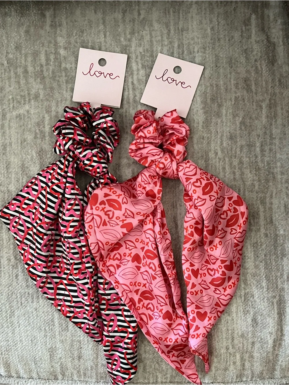 Love Pink & Black Scarf Scrunchie Duo